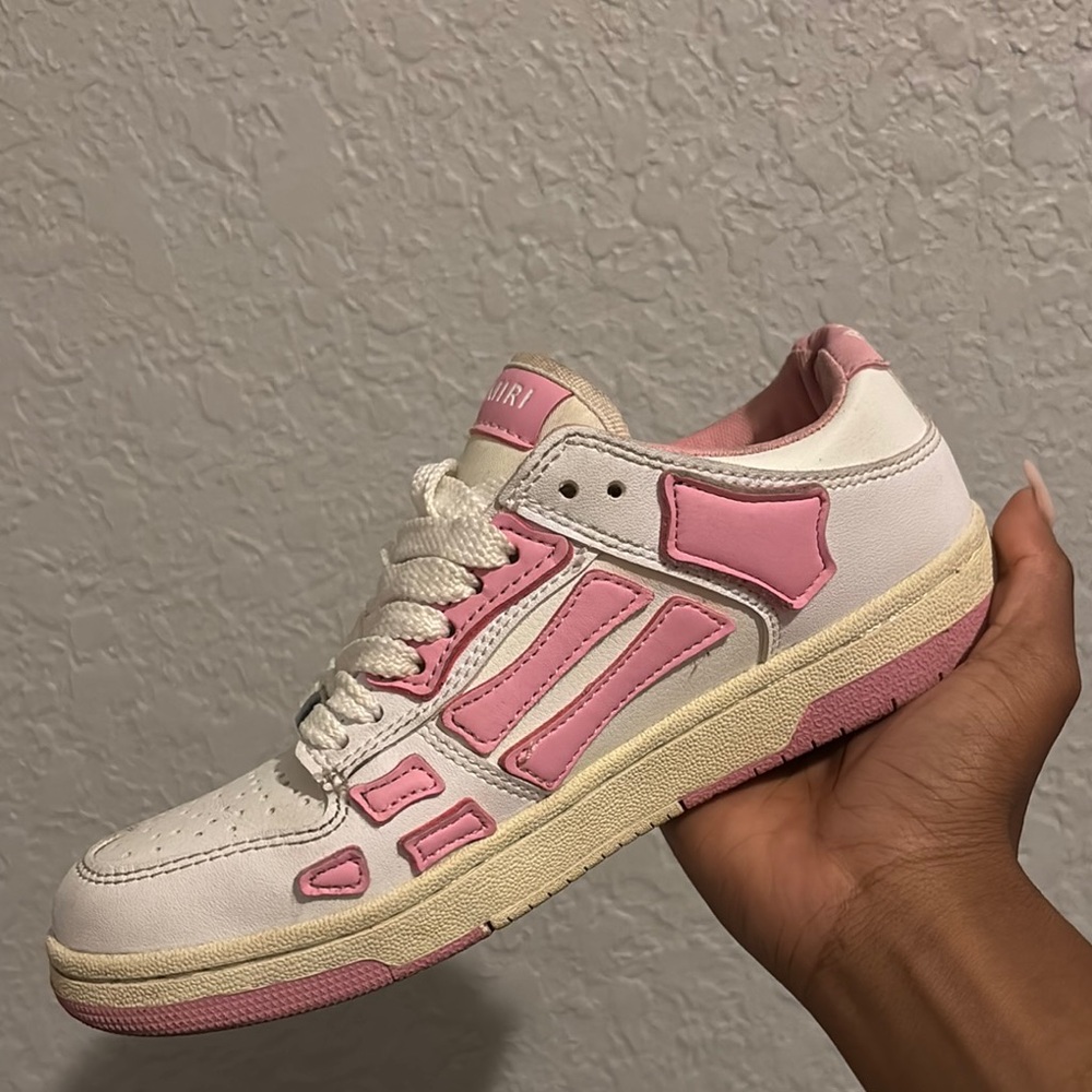 Amiri Pink and White Sneakers